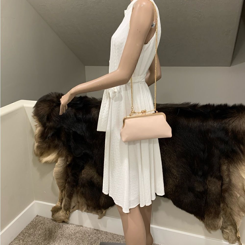 Soft Pink Genuine Pebble Leather Kisslock Clutch/Shoulder Bag/Crossbody - Picture 12 of 15